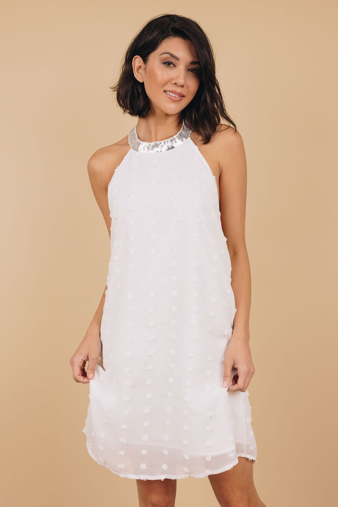 Raquel Sleeveless Pompom Mini Dress