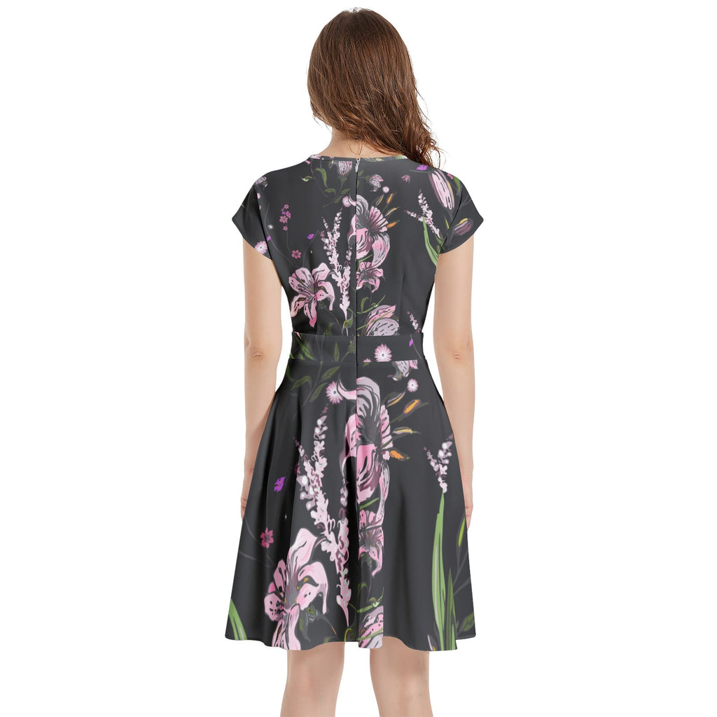 Short Sleeve  Casual A-Line Midi Dress