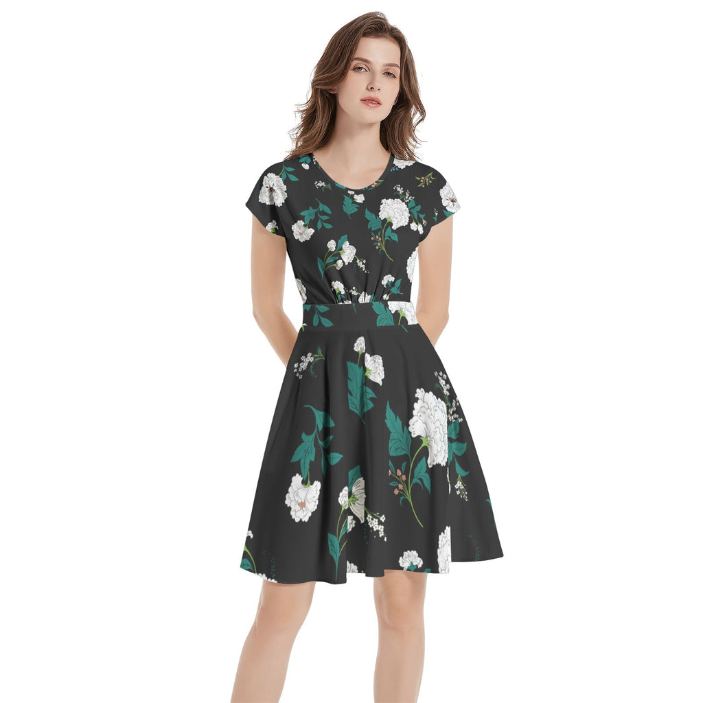Short Sleeve  Casual A-Line Midi Dress
