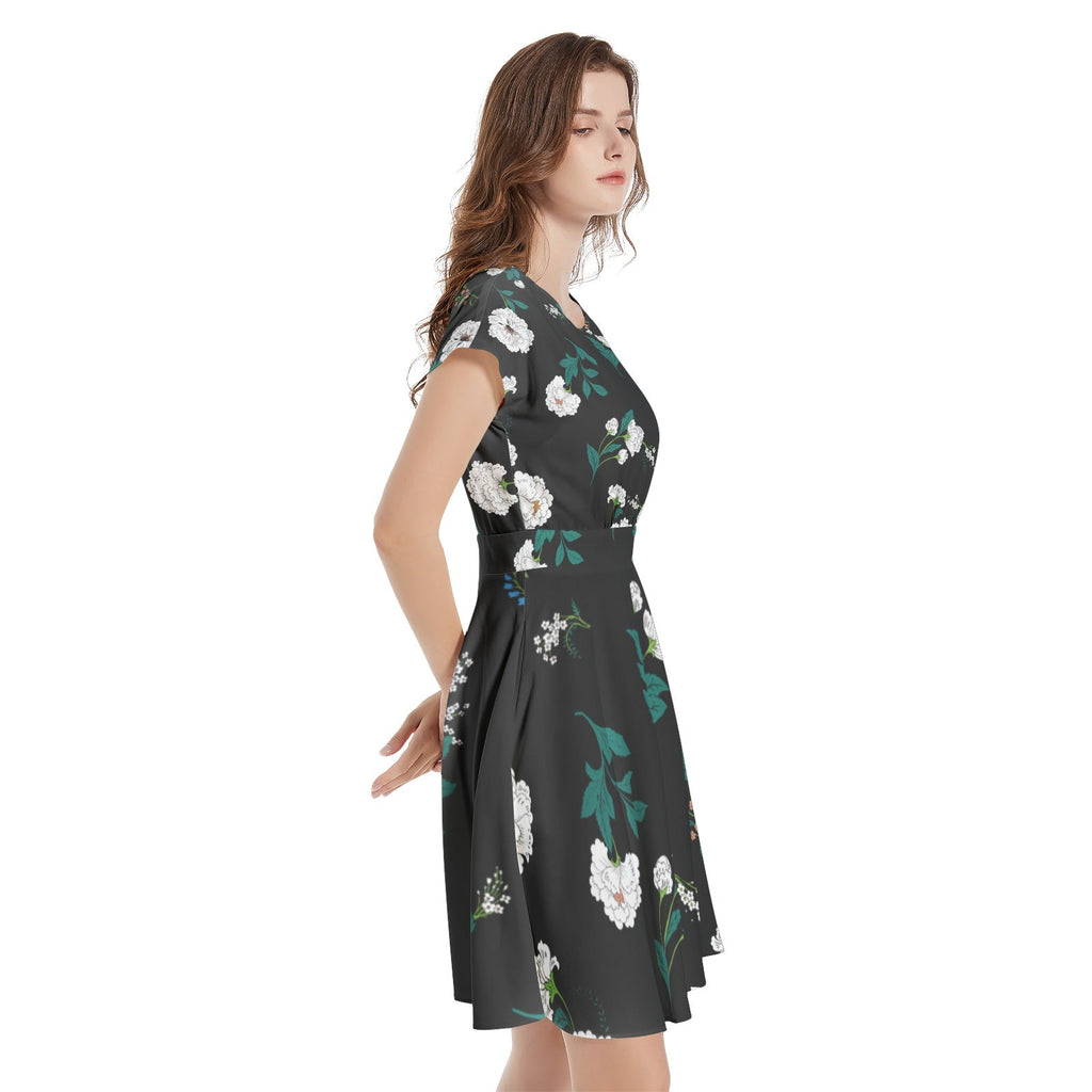 Short Sleeve  Casual A-Line Midi Dress