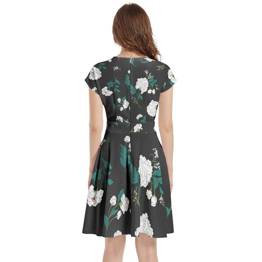 Short Sleeve  Casual A-Line Midi Dress