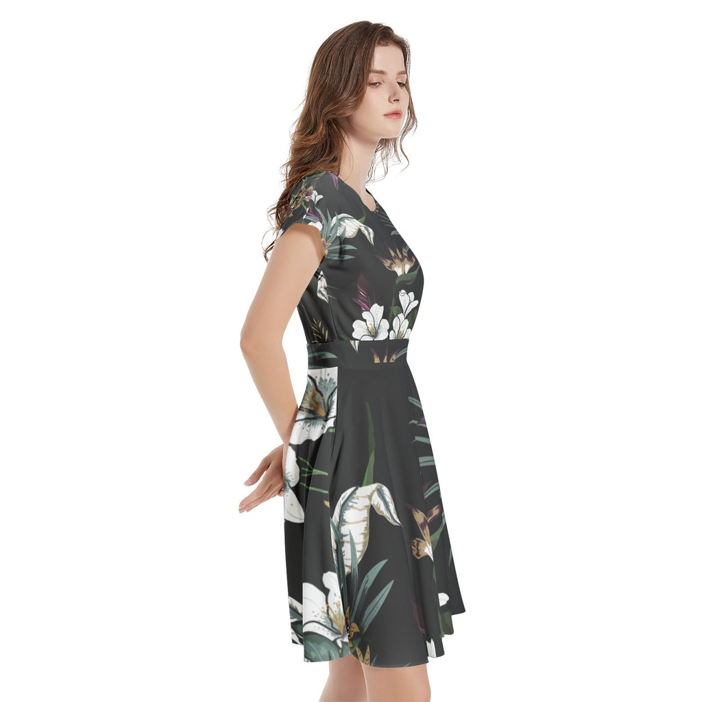 Short Sleeve  Casual A-Line Midi Dress