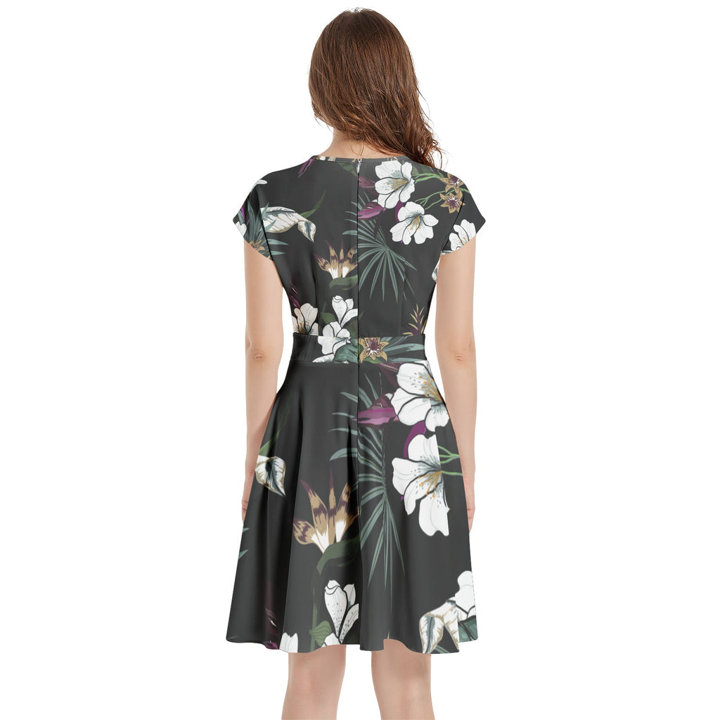 Short Sleeve  Casual A-Line Midi Dress