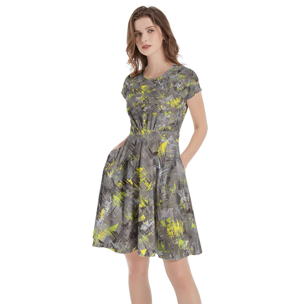 Short Sleeve  Casual A-Line Midi Dress