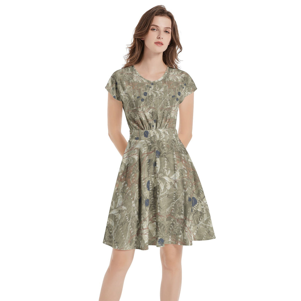 Short Sleeve  Casual A-Line Midi Dress