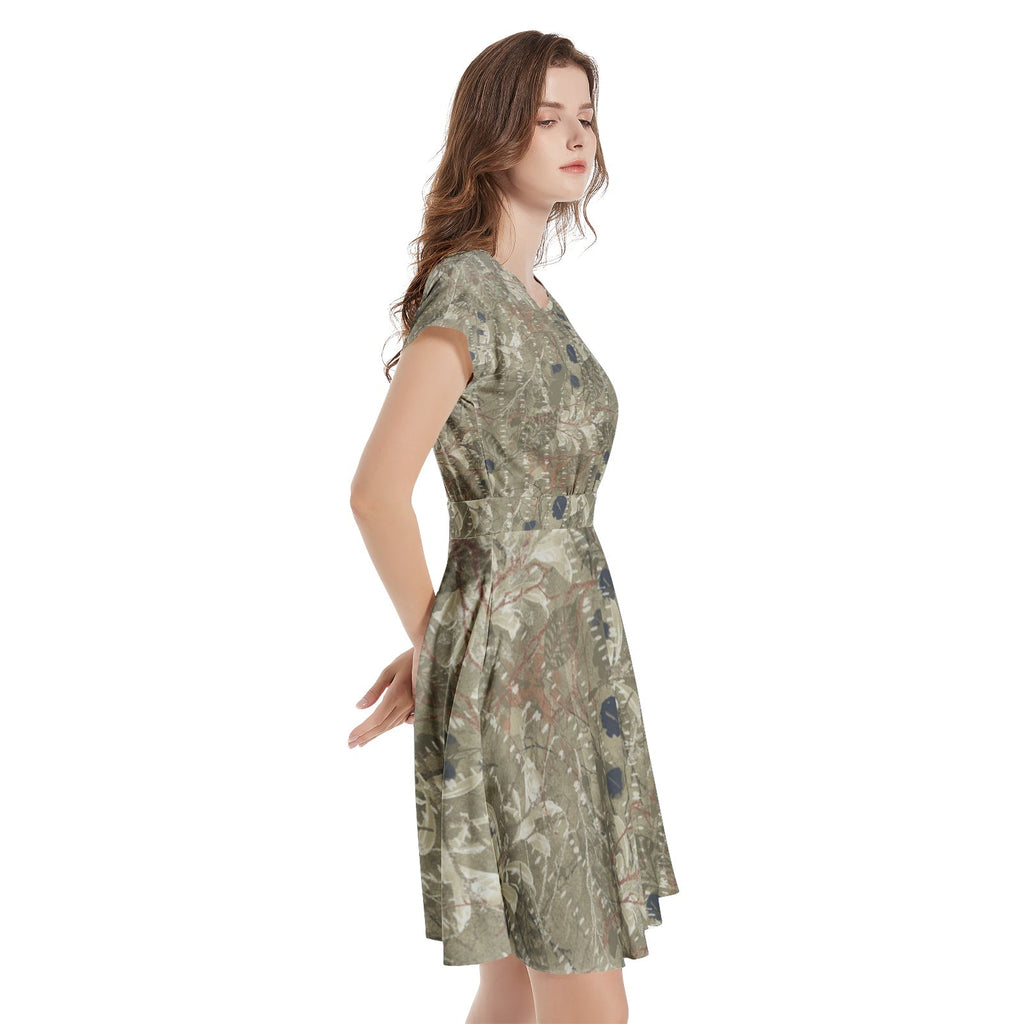 Short Sleeve  Casual A-Line Midi Dress