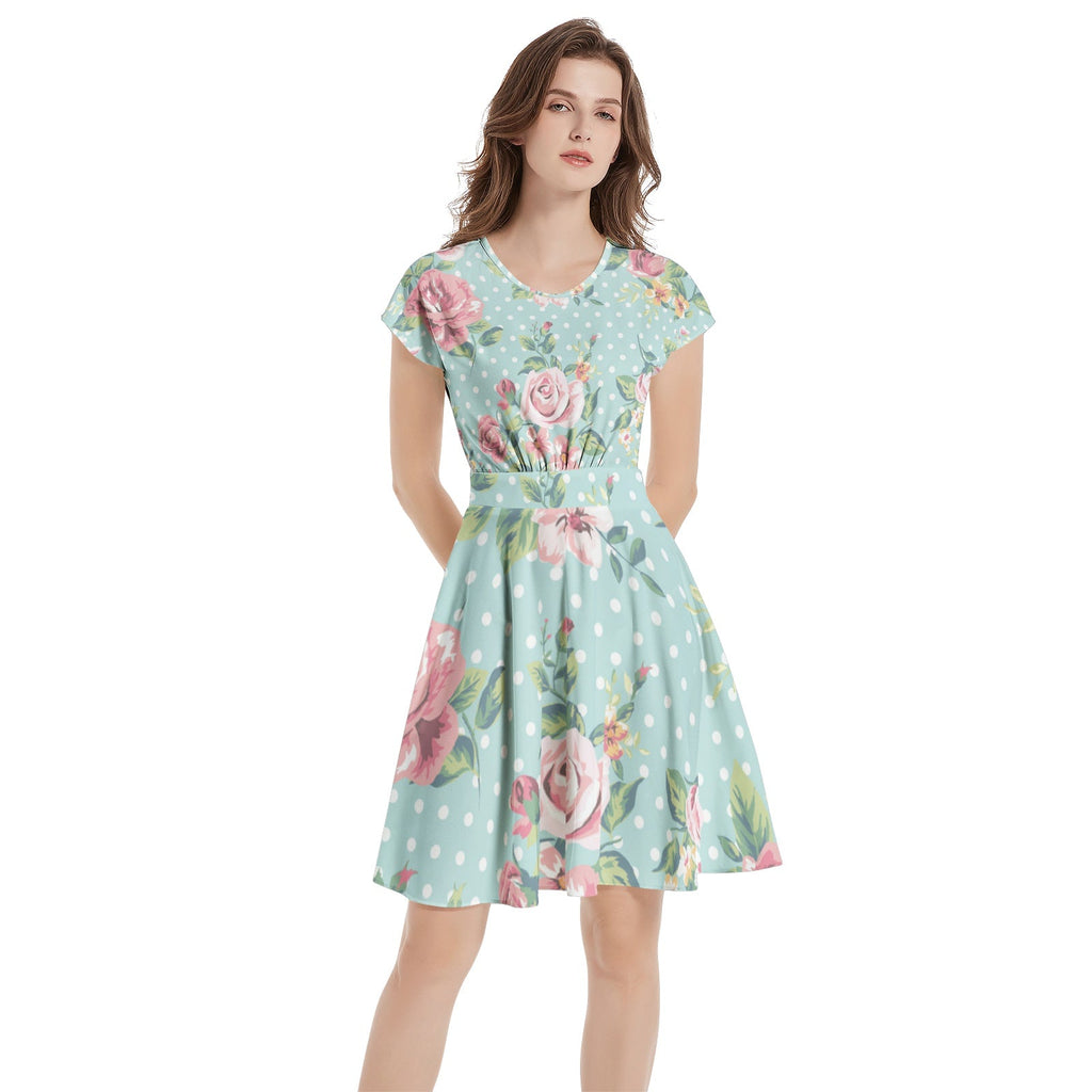 Short Sleeve  Casual A-Line Midi Dress