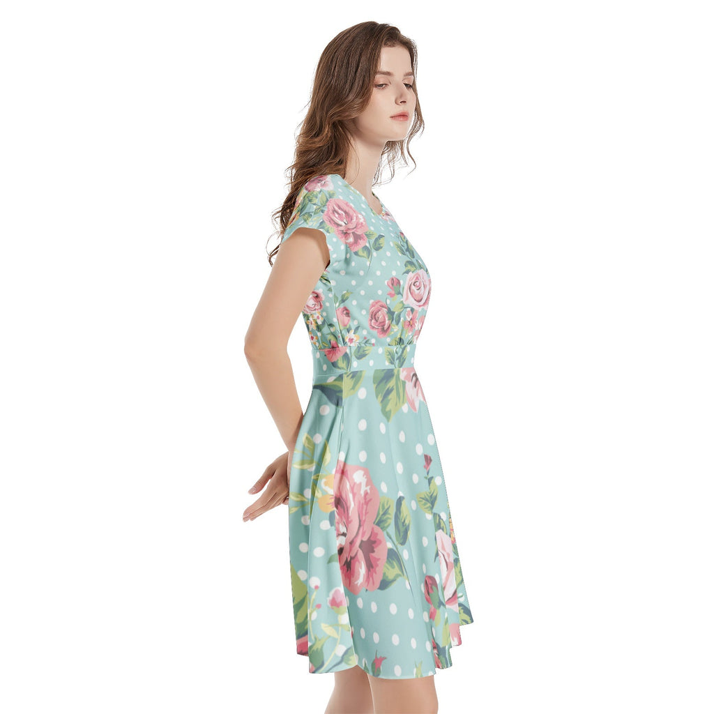 Short Sleeve  Casual A-Line Midi Dress