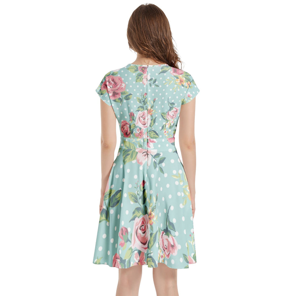 Short Sleeve  Casual A-Line Midi Dress