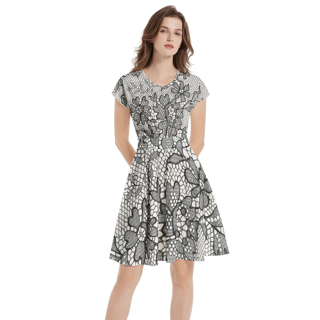 Short Sleeve  Casual A-Line Midi Dress