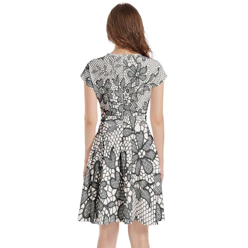 Short Sleeve  Casual A-Line Midi Dress