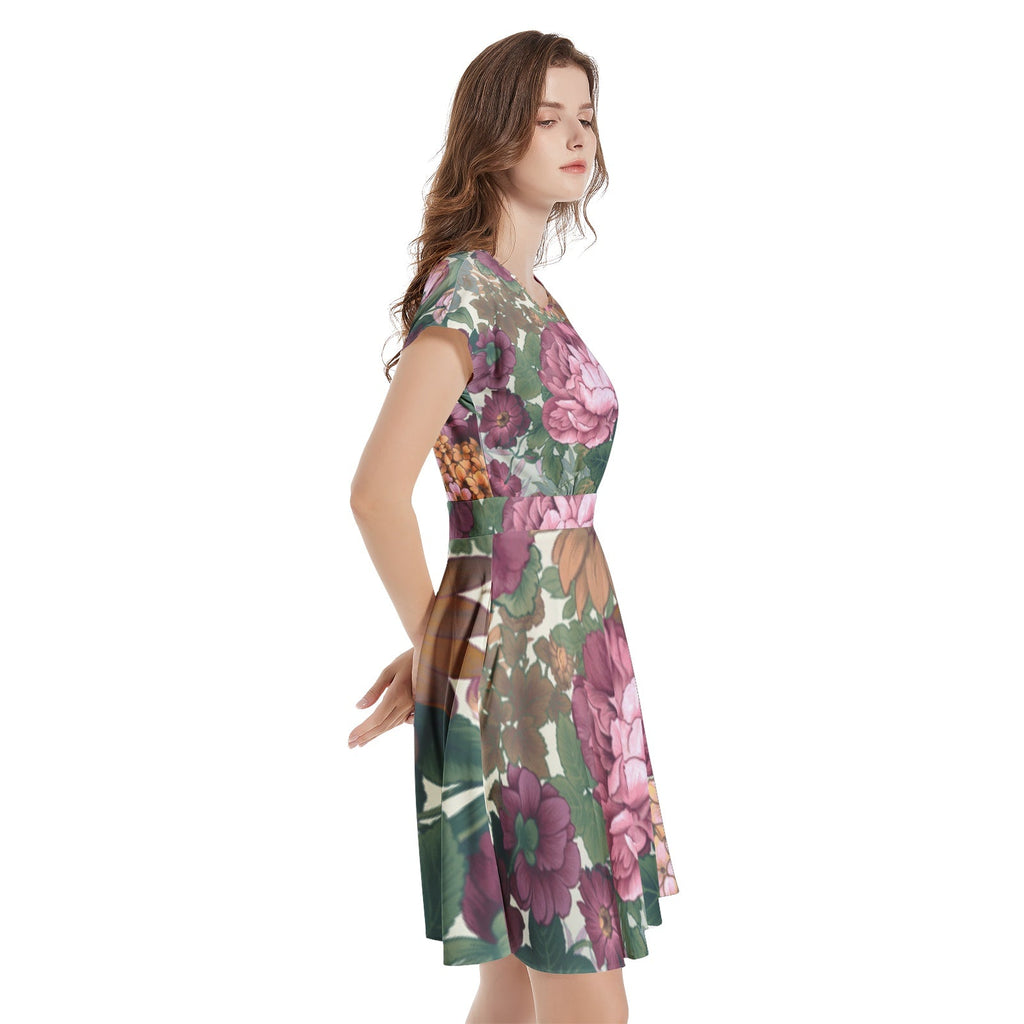 Short Sleeve  Casual A-Line Midi Dress