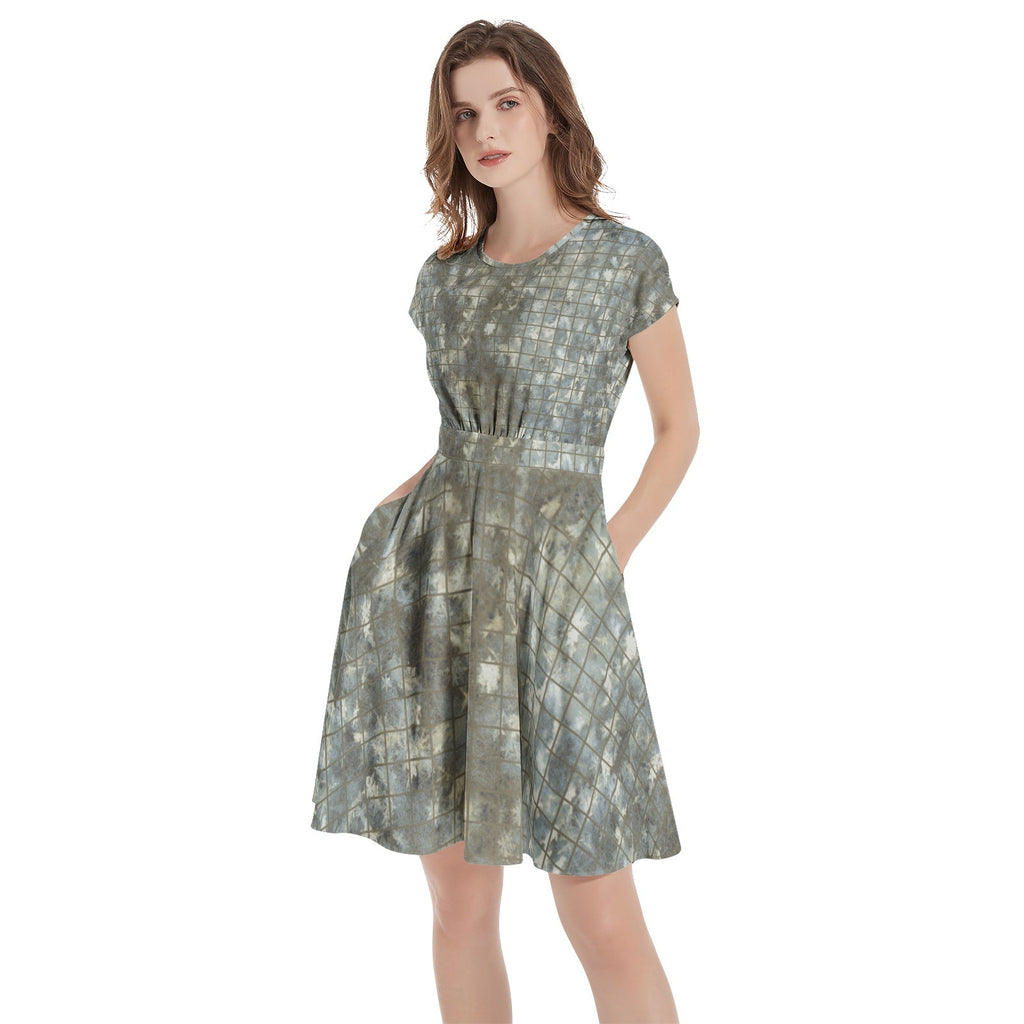 Short Sleeve  Casual A-Line Midi Dress