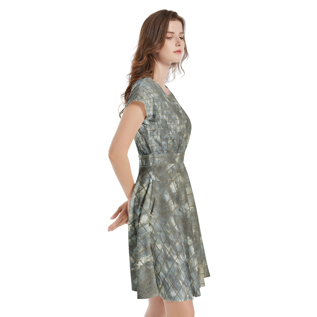 Short Sleeve  Casual A-Line Midi Dress