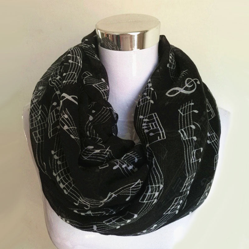 Music Note Sheet Music Piano Notes Script Print Infinity Scarf