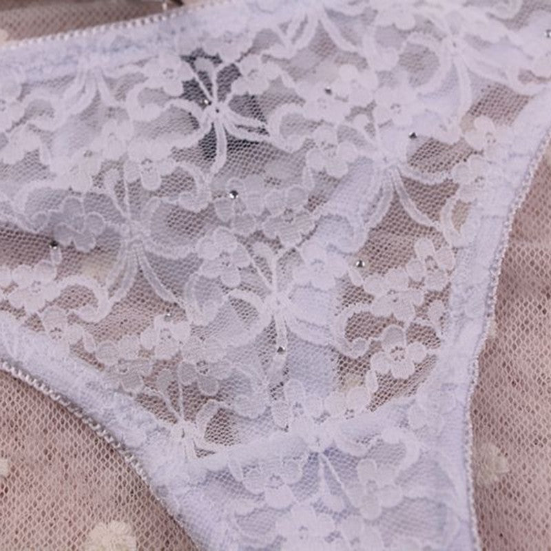 Lace Drill Push Up Bra And Thong Set