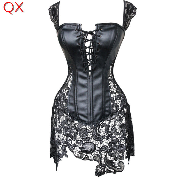 PVC Steampunk Waist Best Lace Lady Leather Gothic Sexy Corset