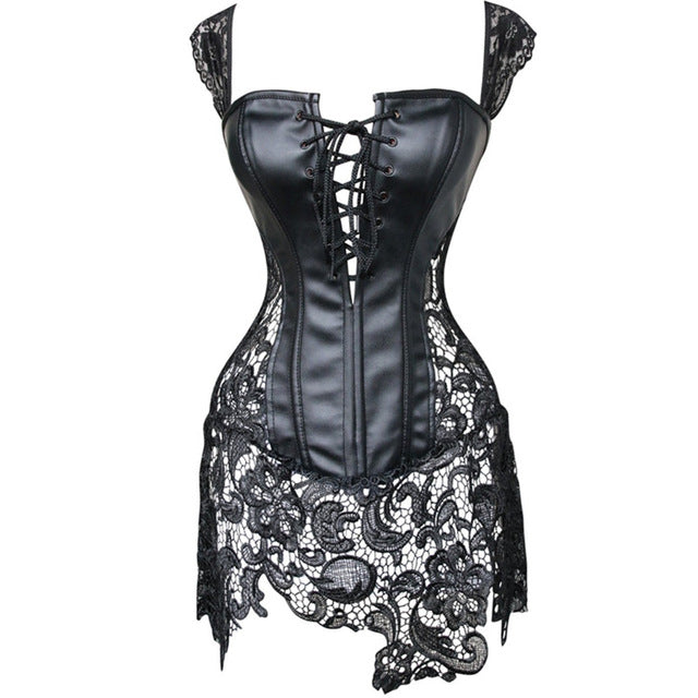 PVC Steampunk Waist Best Lace Lady Leather Gothic Sexy Corset
