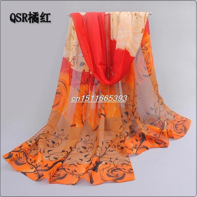 Printed chiffon polyester scarves