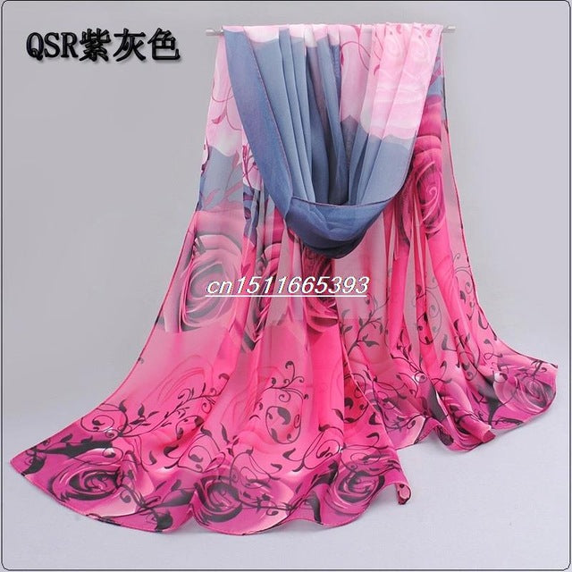 Printed chiffon polyester scarves