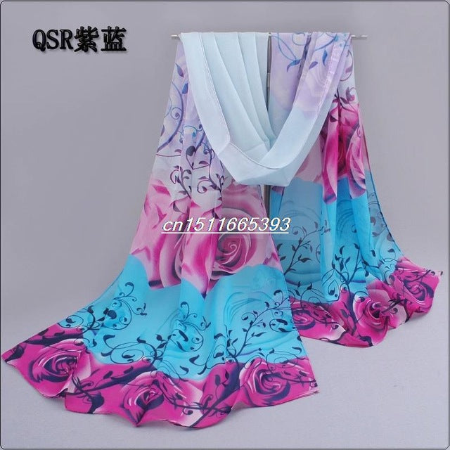 Printed chiffon polyester scarves